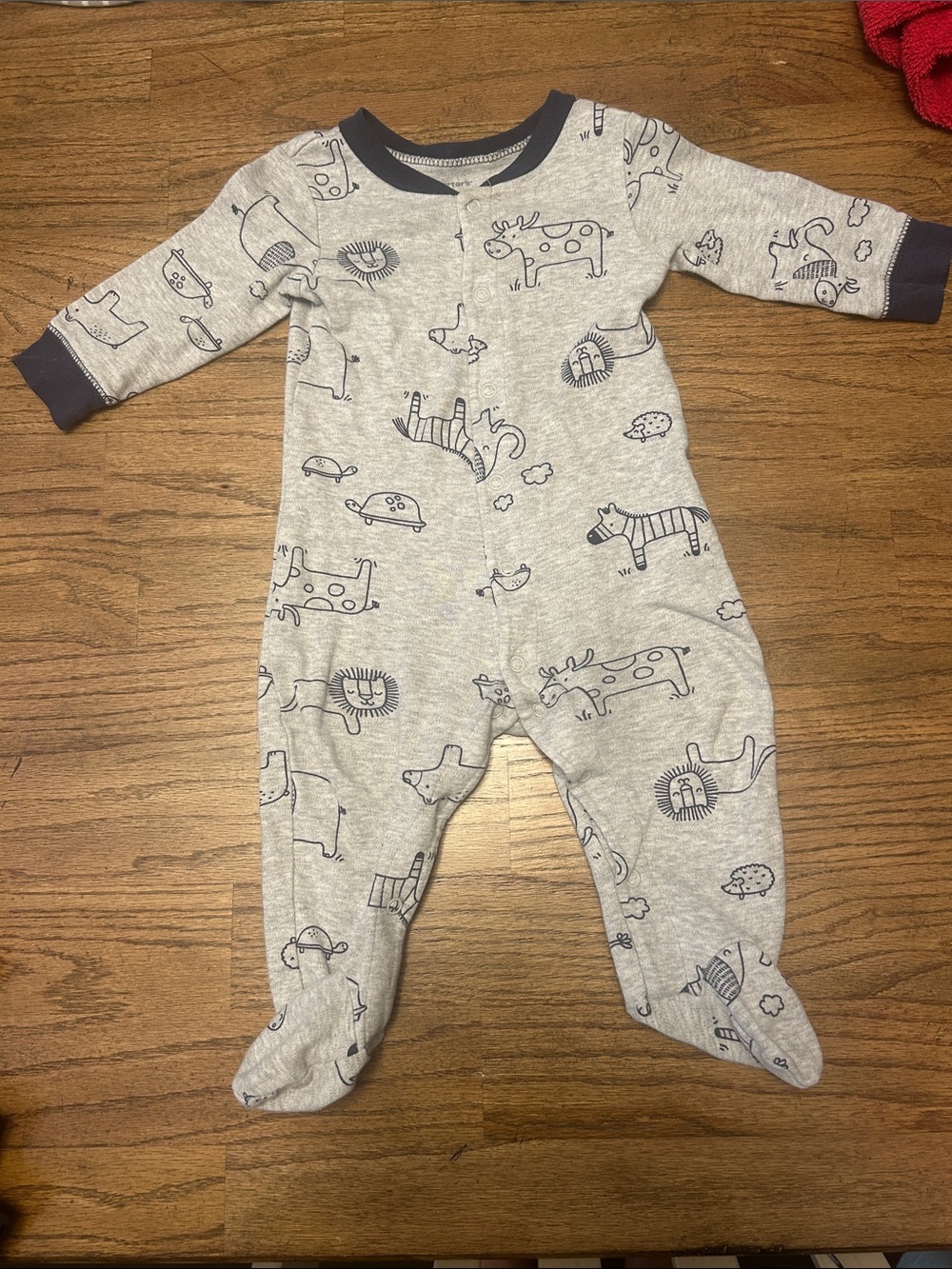 Carter’s Footie Pajamas Gray with Navy Animals Size 9 Months